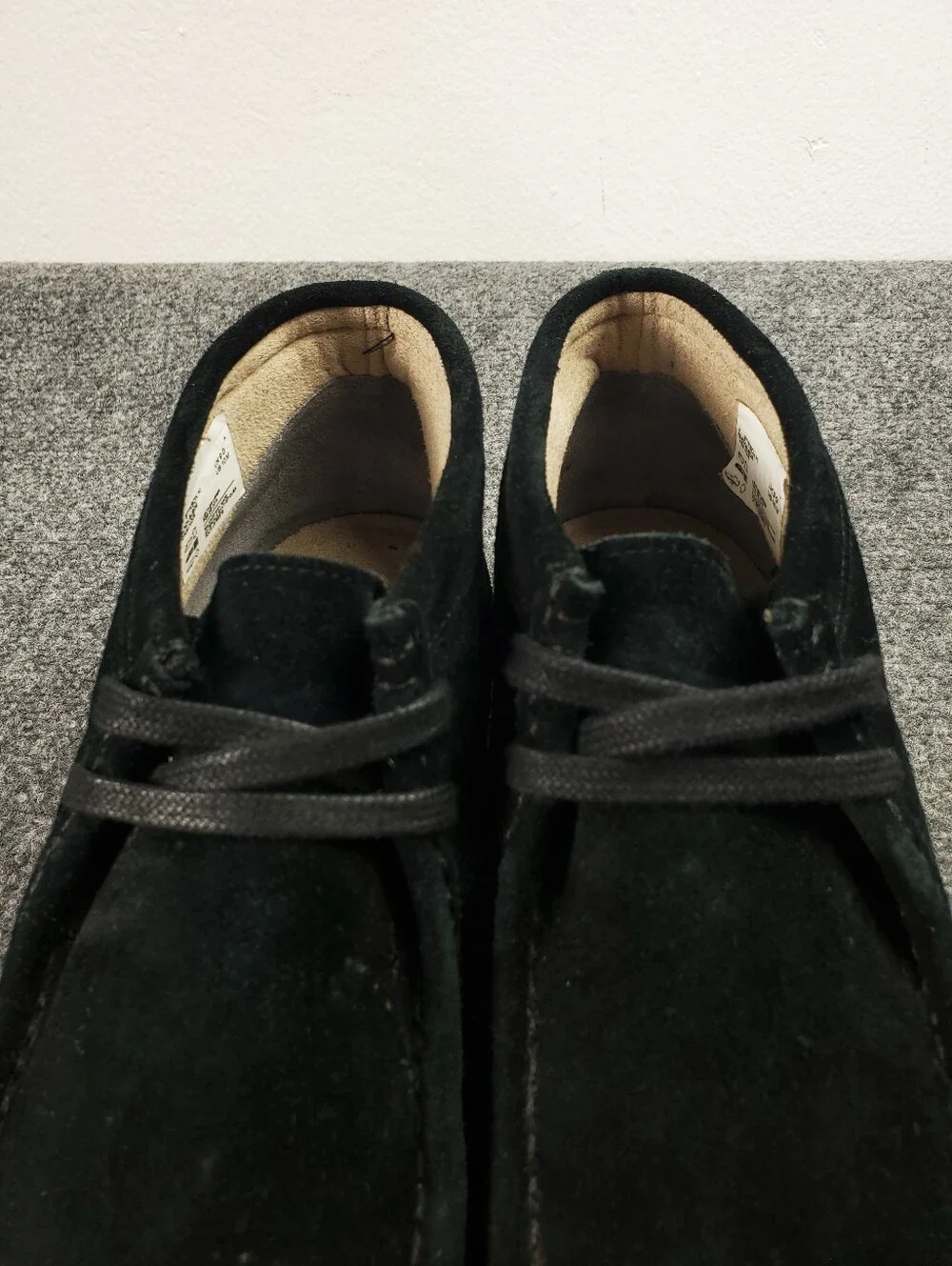 Clarks Stinson Hi Suede Chukka Boots Mens 10 Black Moc Toe Crepe Sole Wallabee
